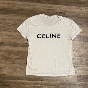Celine Hedi Period Cotton T-shirt S Ladies' White